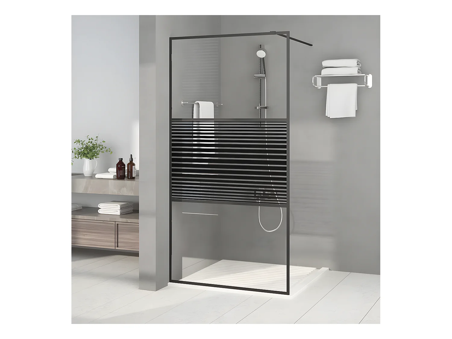 Paroi de douche Noir 100x195 cm Verre ESG transparent WVGQ5828