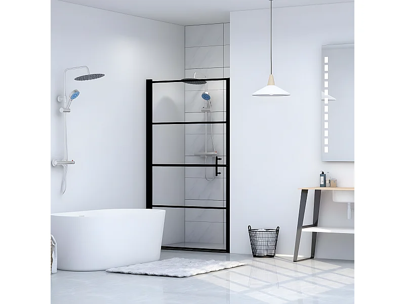 Porte de douche Verre trempé 100x178 cm Noir WVGQ5416