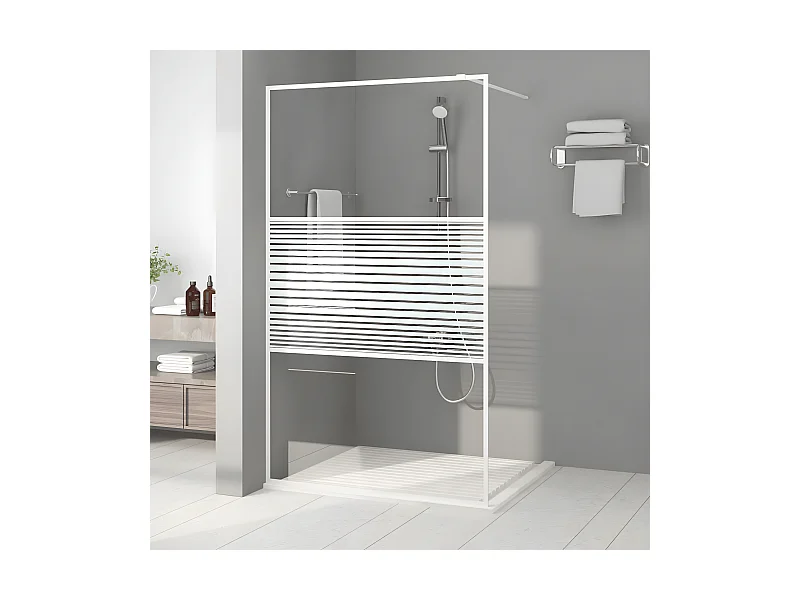Mampara de ducha vidrio ESG transparente blanco 115x195 cm ES66466