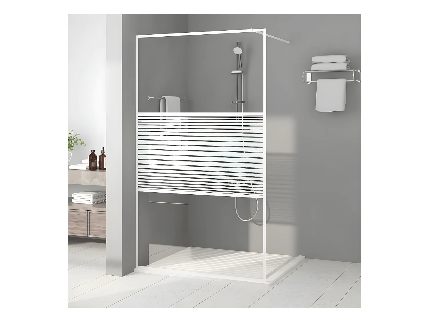 Paroi de douche Blanc 115x195 cm Verre ESG transparent WVGQ7539