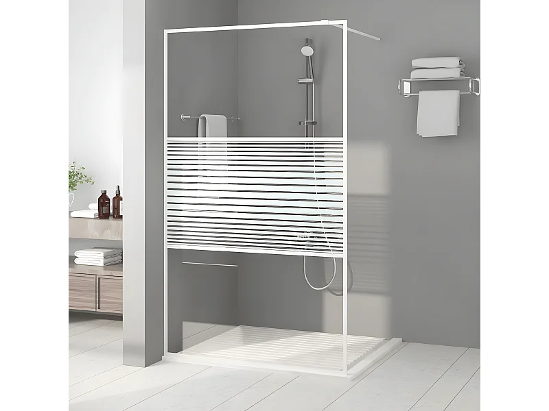 Paroi de douche Blanc 115x195 cm Verre ESG transparent WVGQ7539