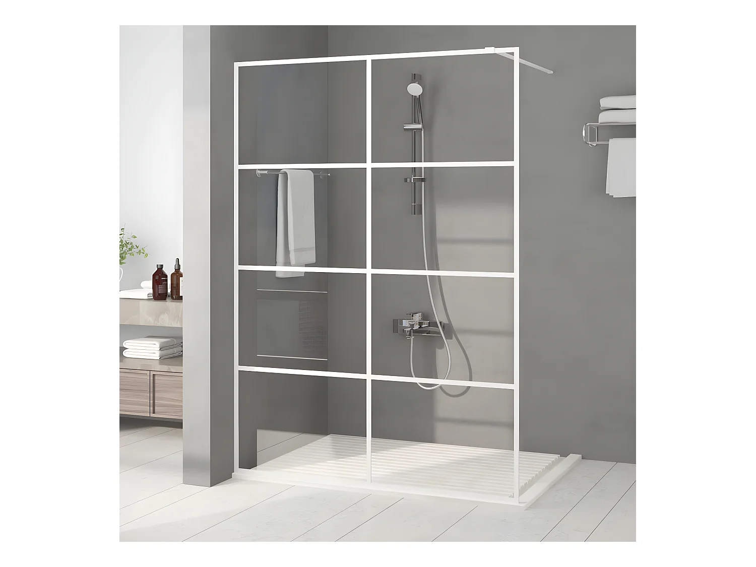 Paroi de douche Blanc 140x195 cm Verre ESG transparent WVGQ5266