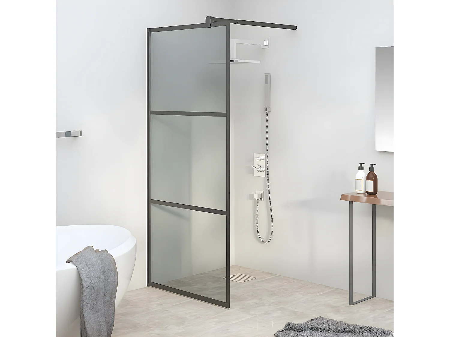 Paroi de douche 90x195 cm Verre ESG foncé Noir KWO1320