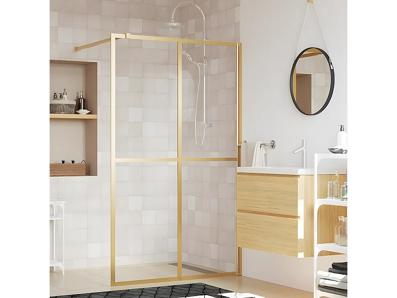 Paroi de douche avec verre ESG transparent doré 118x195 cm WVGQ7687