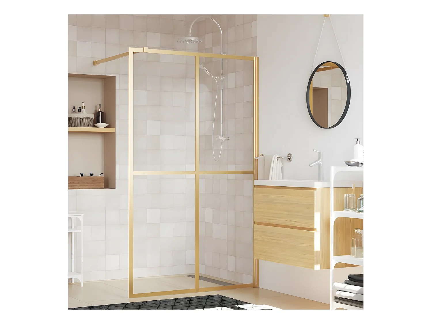 Paroi de douche avec verre ESG transparent doré 118x195 cm WVGQ7687