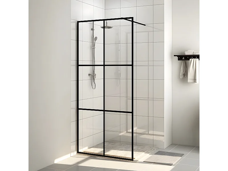 Paroi de douche avec verre ESG transparent 80x195 cm Noir WVGQ7680