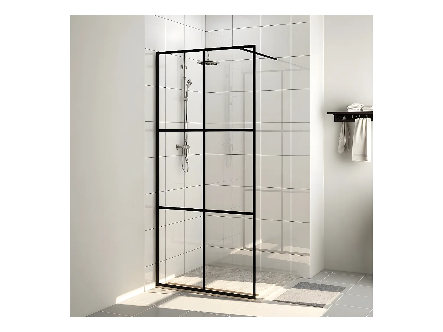 Paroi de douche avec verre ESG transparent 80x195 cm Noir WVGQ7680