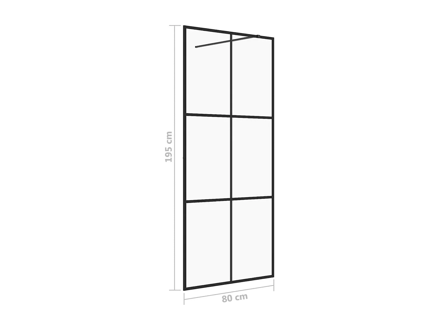 Mampara de ducha accesible vidrio ESG claro negro 80x195 cm ES66367
