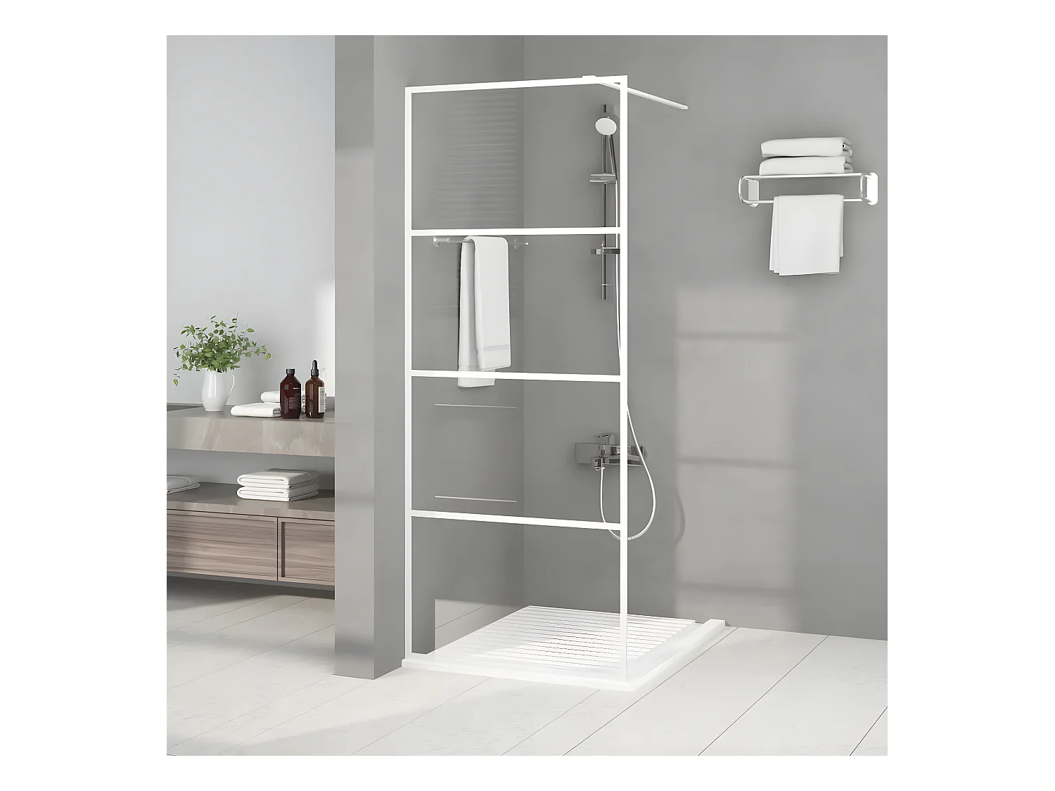 Paroi de douche Blanc 80x195 cm Verre ESG transparent WVGQ4701