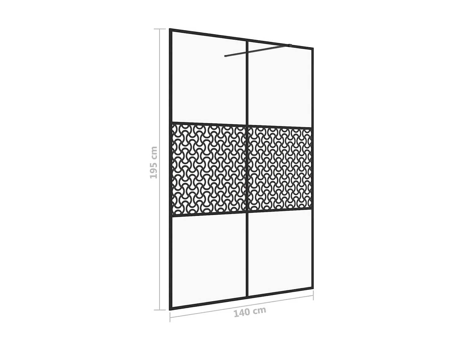 Divisória de chuveiro c/ vidro transparente ESG 140x195cm preto PT520164