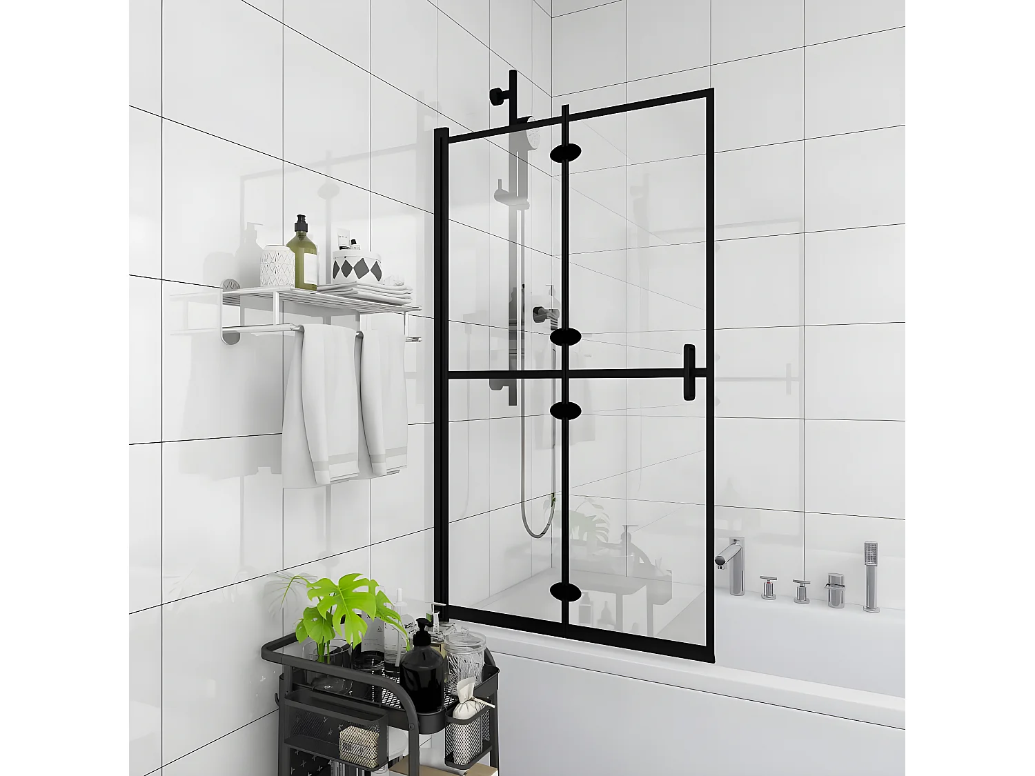 Mampara de ducha plegable ESG negro 80x140 cm ES66312