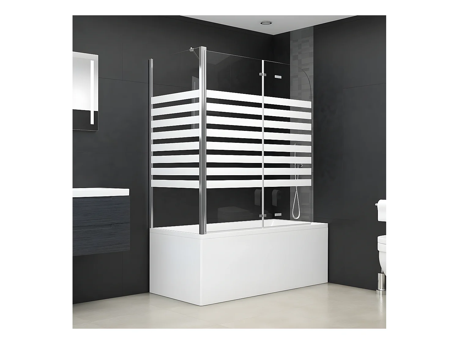 Enclos de bain 120x68x130 cm verre trempé rayures WVGQ8132
