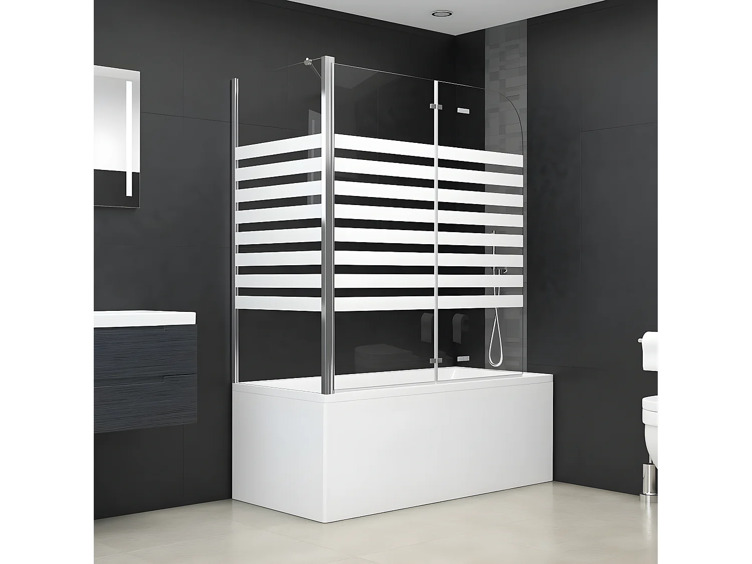 Enclos de bain 120x68x130 cm verre trempé rayures WVGQ8132