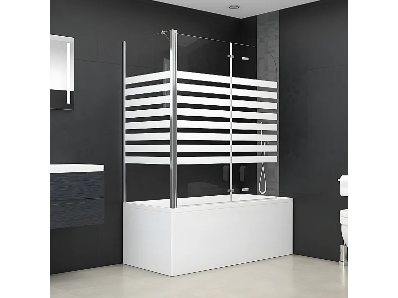 Enclos de bain 120x68x130 cm verre trempé rayures WVGQ8132