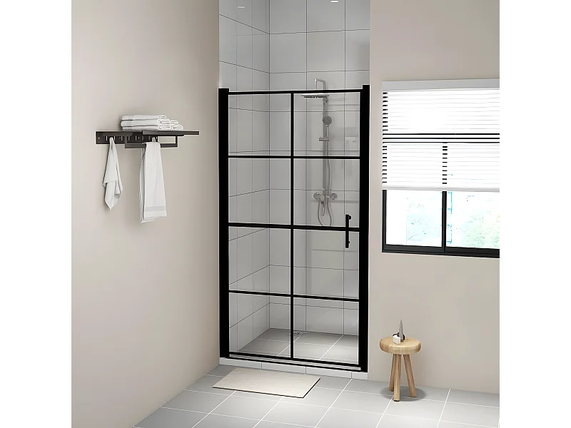 Mamparas de ducha de vidrio templado negro 100x178 cm ES66249