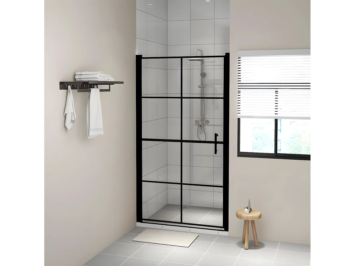 Mamparas de ducha de vidrio templado negro 100x178 cm ES66249