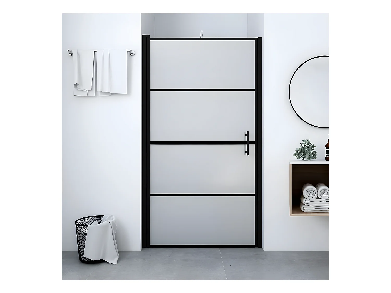 Porte de douche verre trempé dépoli 81x195 cm noir WVGQ7361