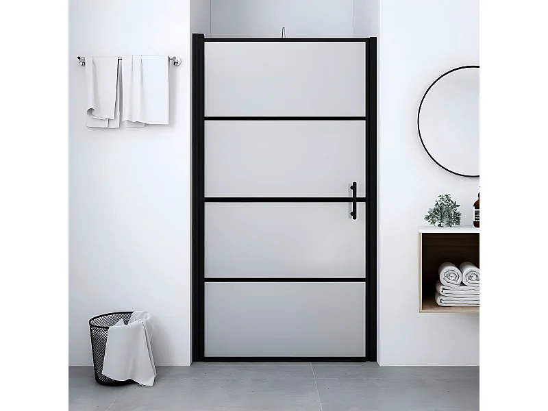 Porte de douche verre trempé dépoli 81x195 cm noir WVGQ7361