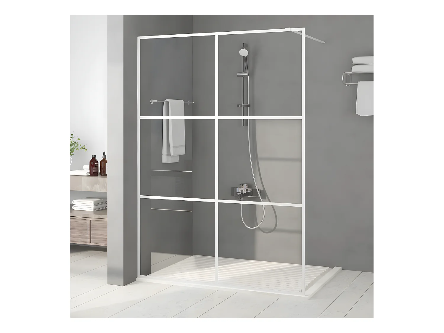 Paroi de douche Blanc 140x195 cm Verre ESG transparent WVGQ9830