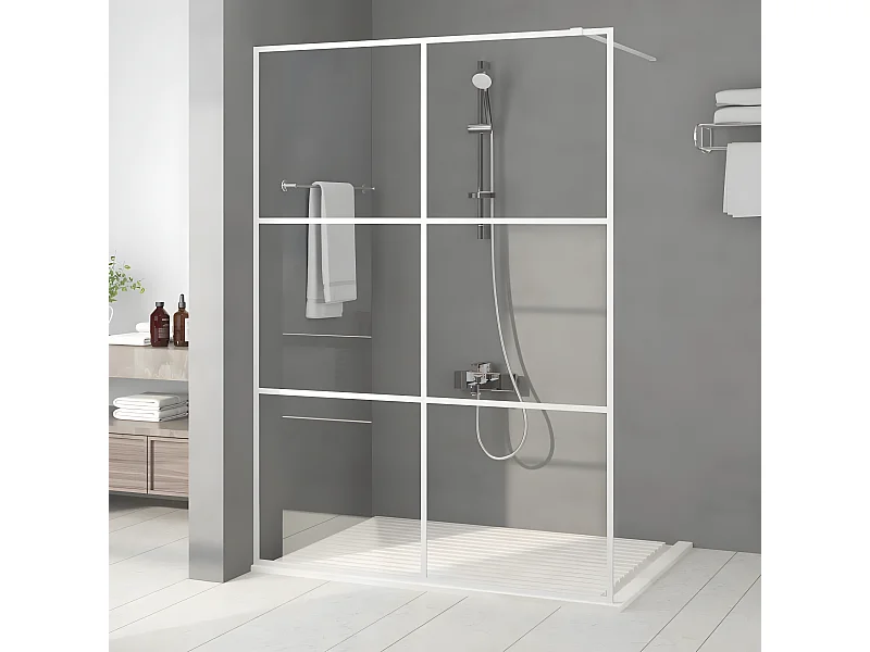 Paroi de douche Blanc 140x195 cm Verre ESG transparent WVGQ9830