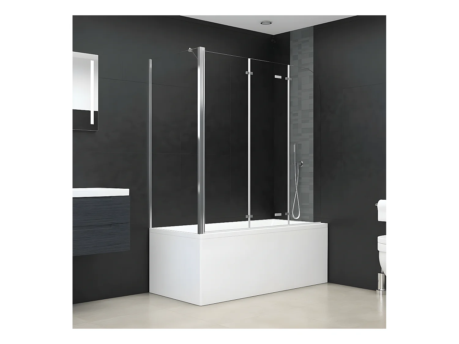 Enclos de bain 120x69x130 cm Verre trempé Transparent WVGQ2391
