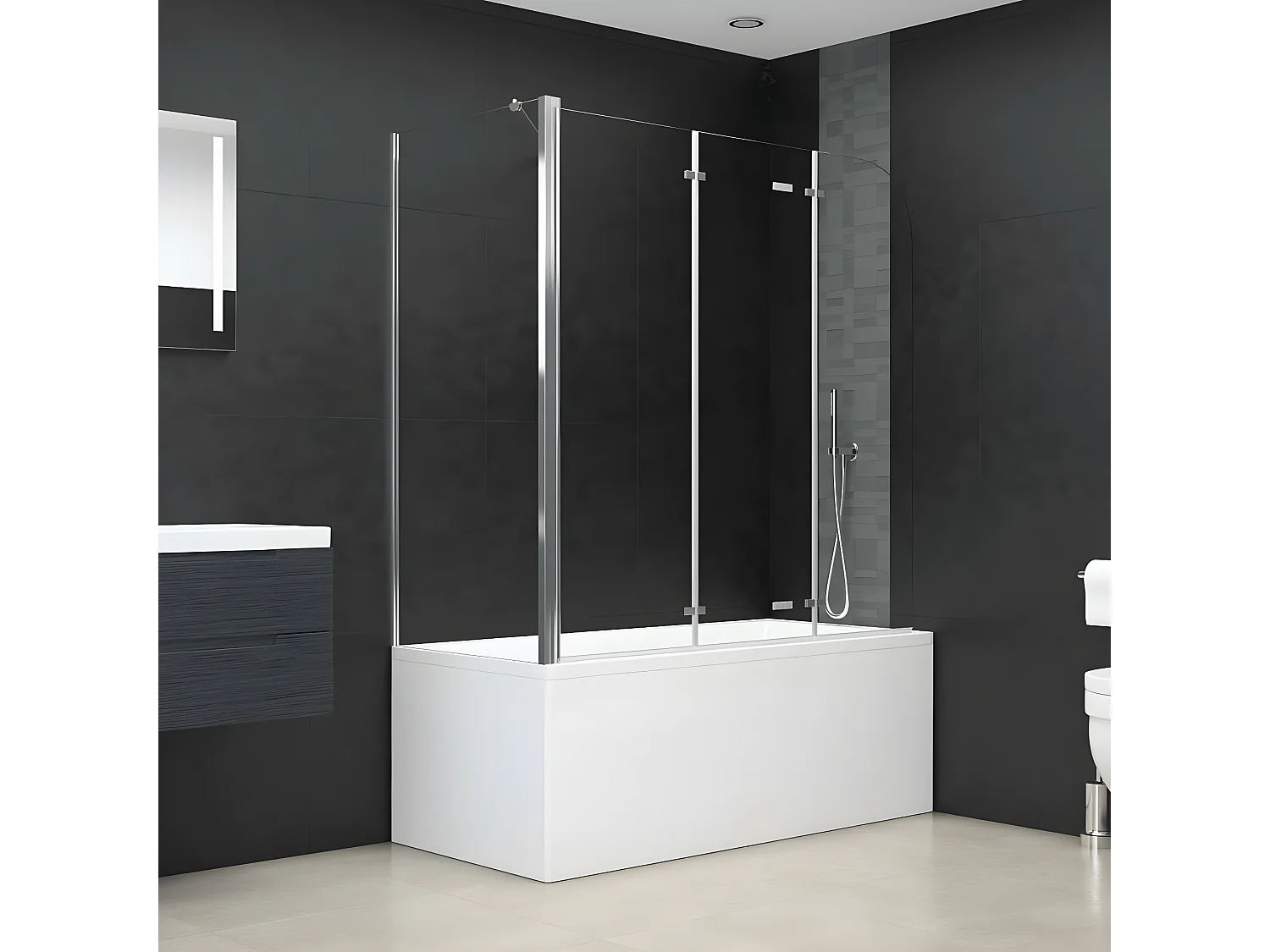 Enclos de bain 120x69x130 cm Verre trempé Transparent WVGQ2391