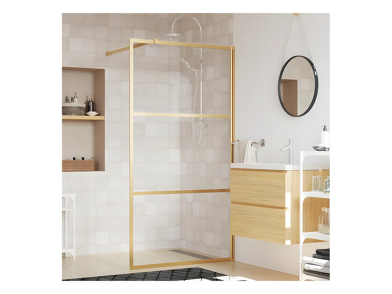 Paroi de douche avec verre ESG transparent doré 100x195 cm WVGQ7118