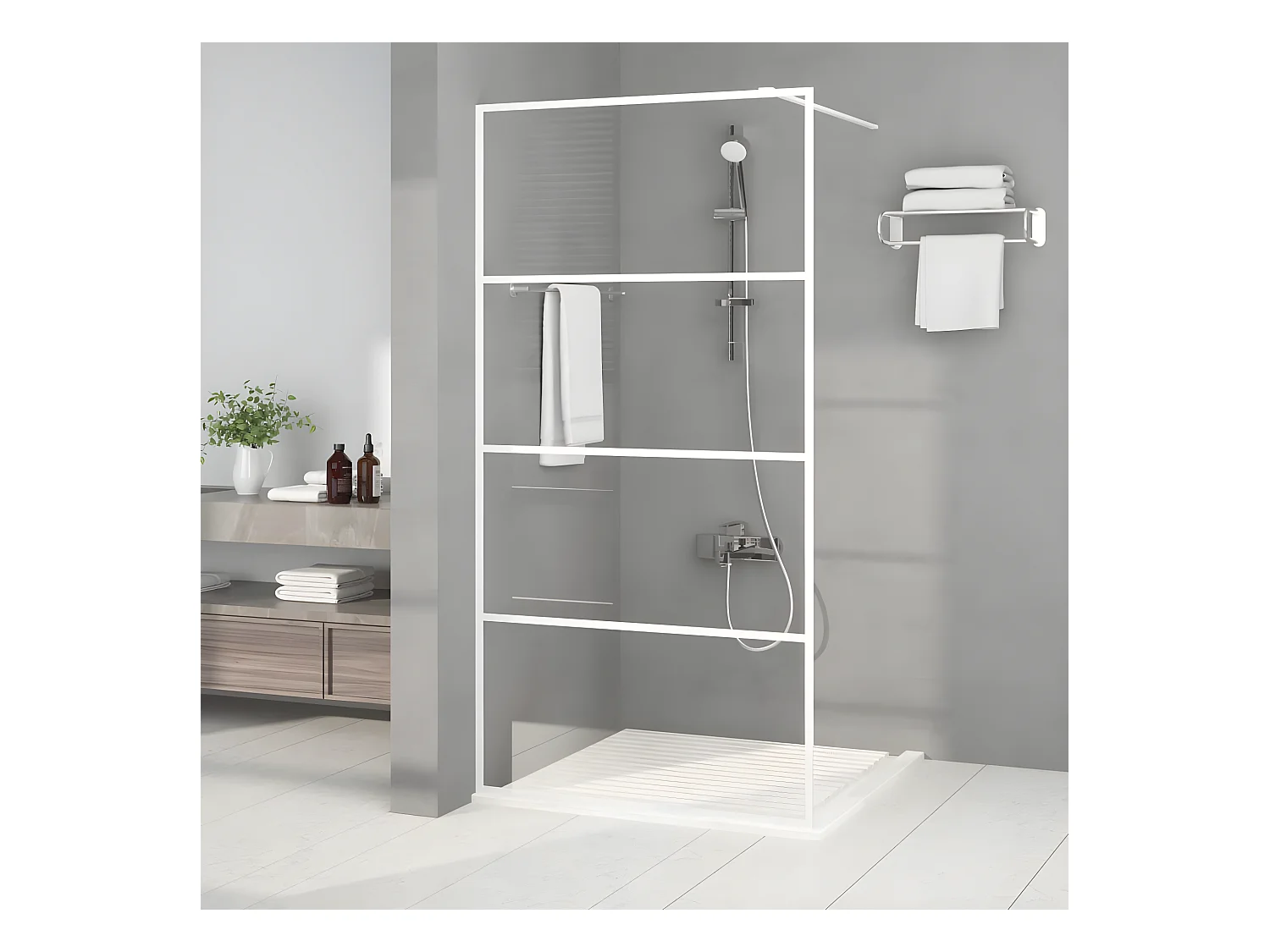Paroi de douche Blanc 100x195 cm Verre ESG transparent WVGQ6712