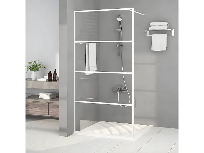 Paroi de douche Blanc 100x195 cm Verre ESG transparent WVGQ6712