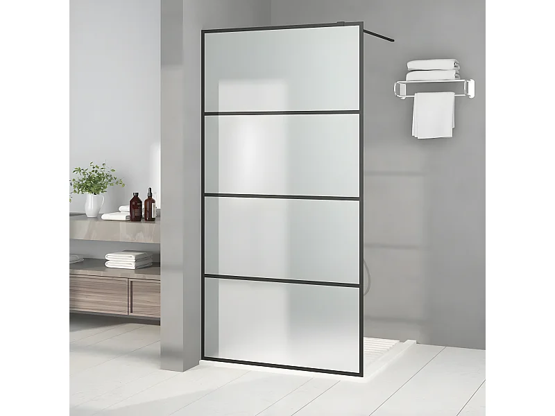 Paroi de douche Noir 100x195 cm Verre ESG dépoli WVGQ9695