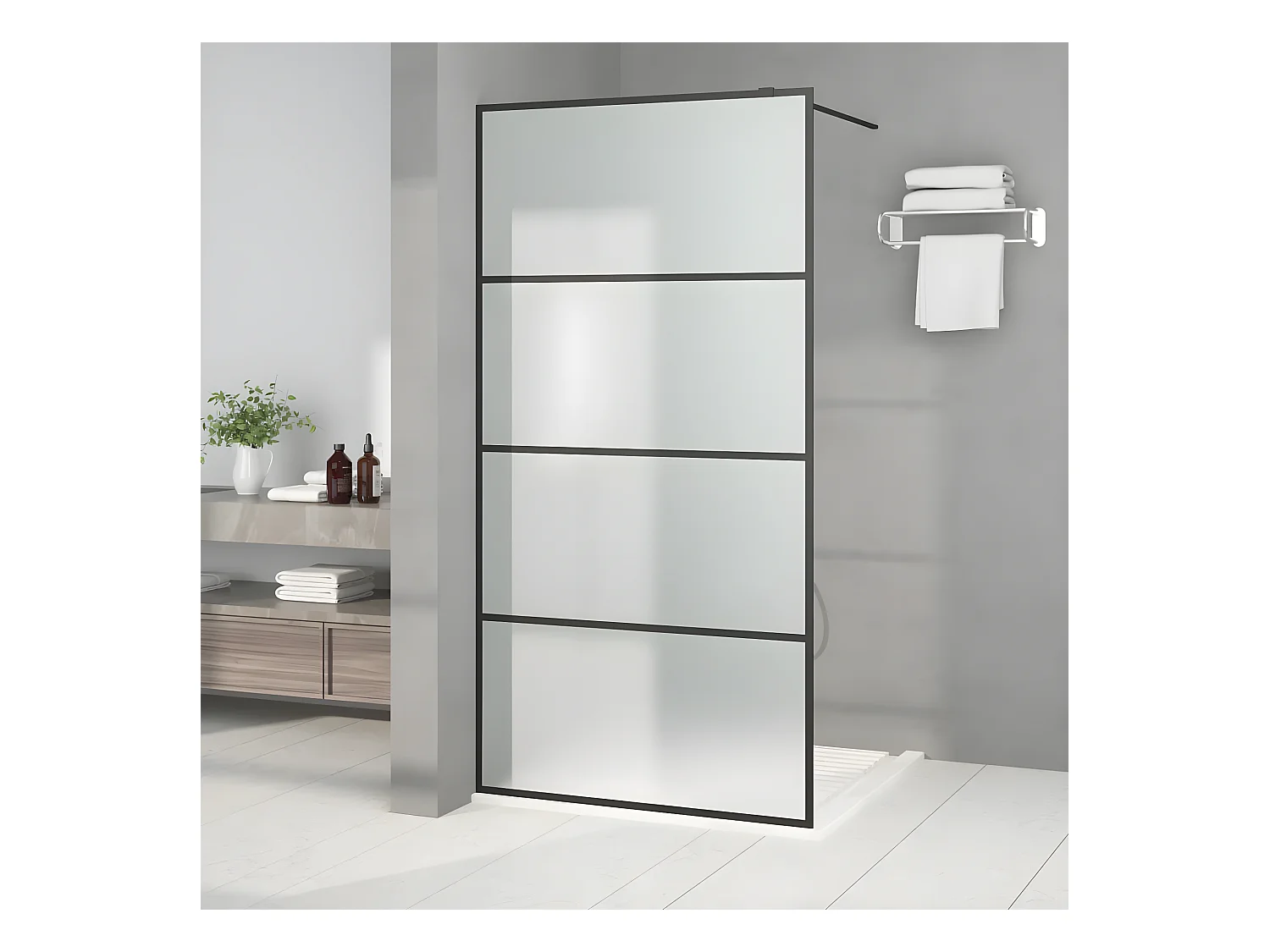 Paroi de douche Noir 100x195 cm Verre ESG dépoli WVGQ9695