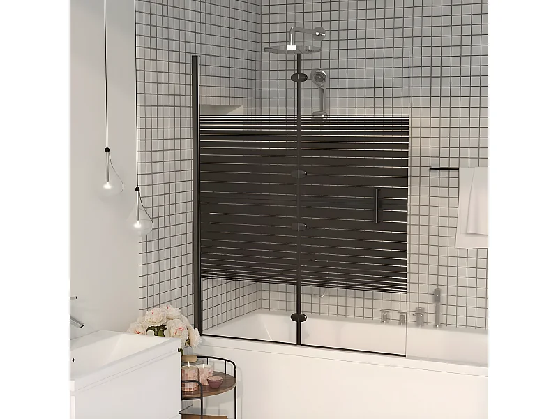 Paroi de douche pliable ESG 120x140 cm Noir WVGQ7671