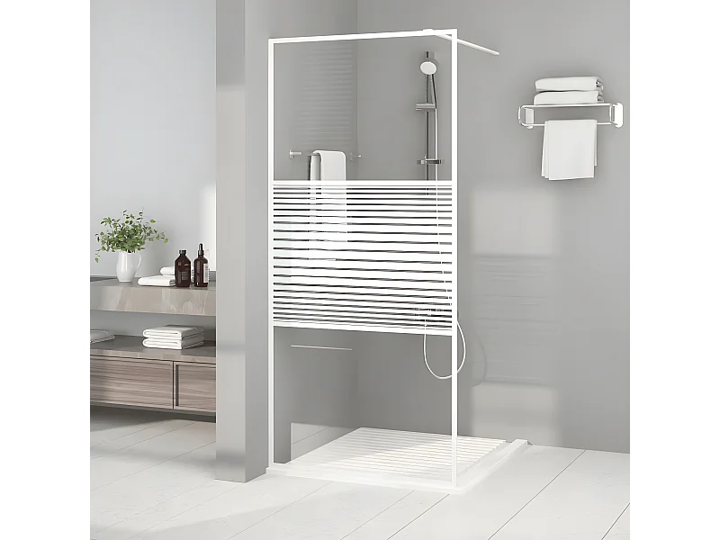 Paroi de douche Blanc 90x195 cm Verre ESG transparent WVGQ8962