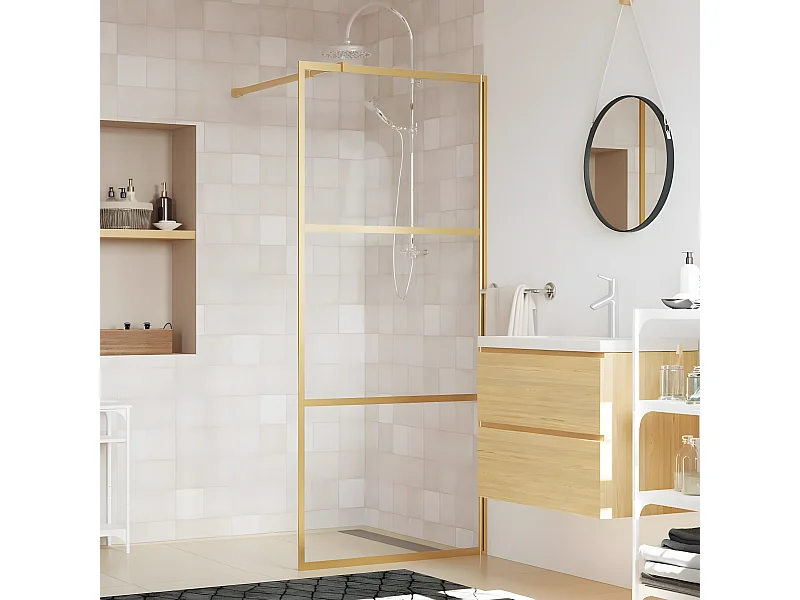 Paroi de douche avec verre ESG transparent doré 90x195 cm WVGQ7041