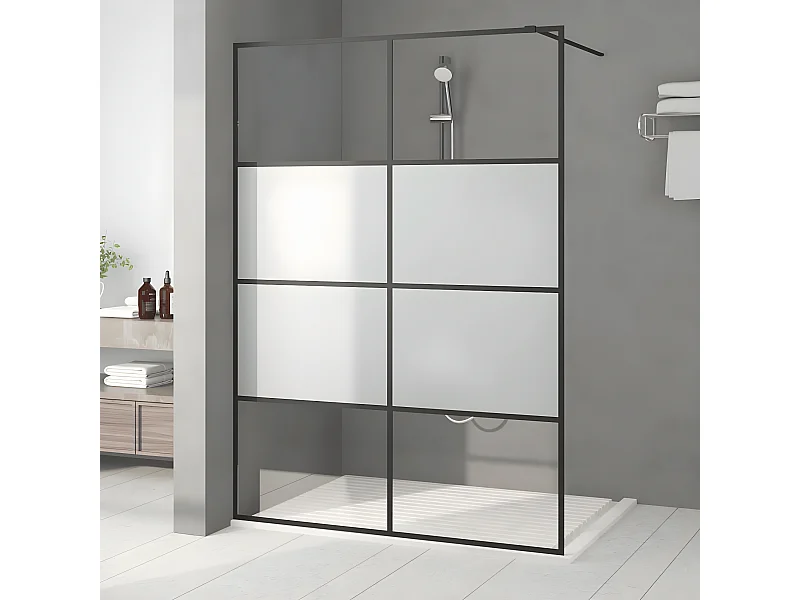 Paroi de douche Noir 140x195 cm Verre ESG demi-dépoli WVGQ1535