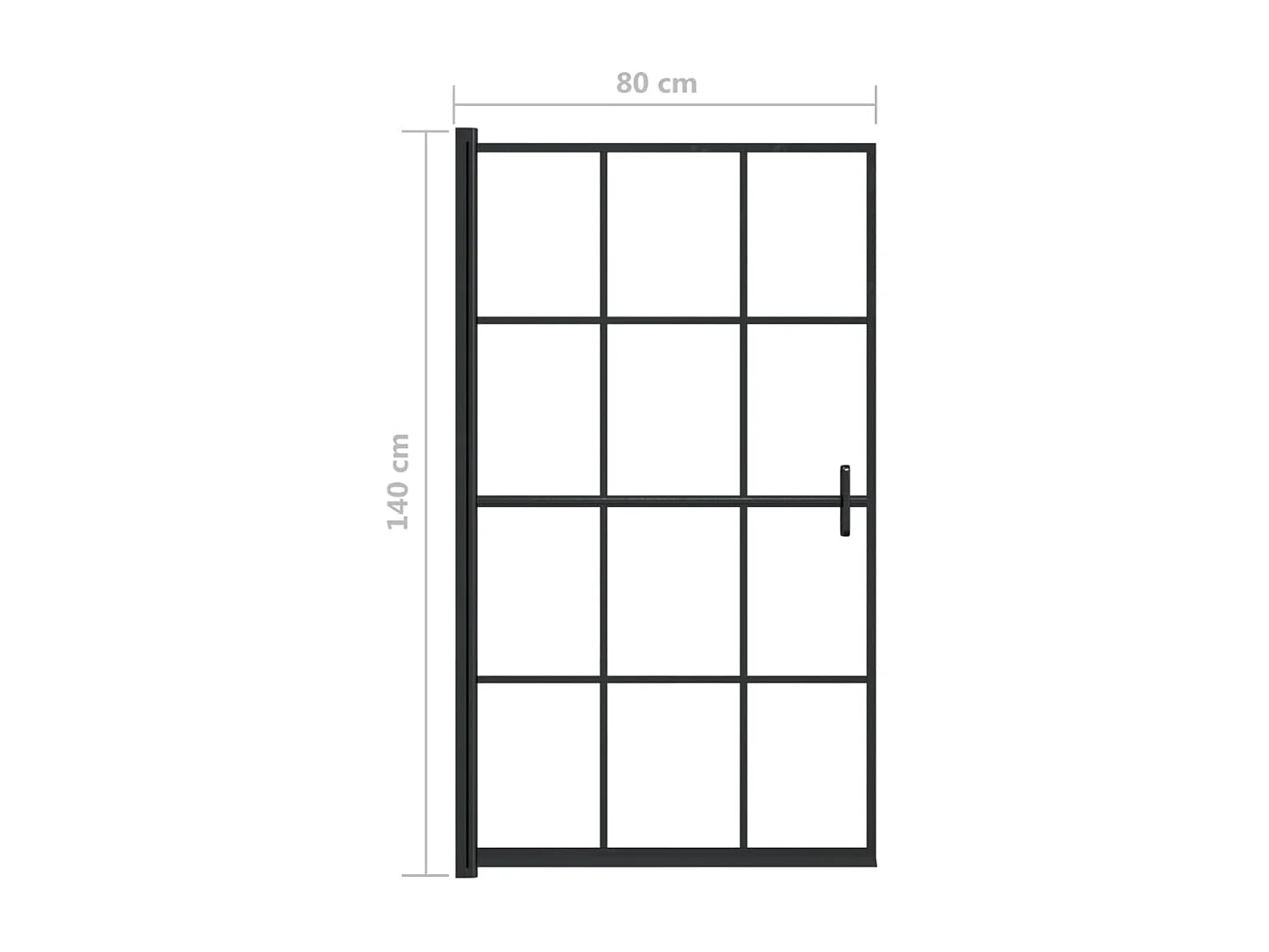 Mampara de ducha ESG negro 80x140 cm ES66450