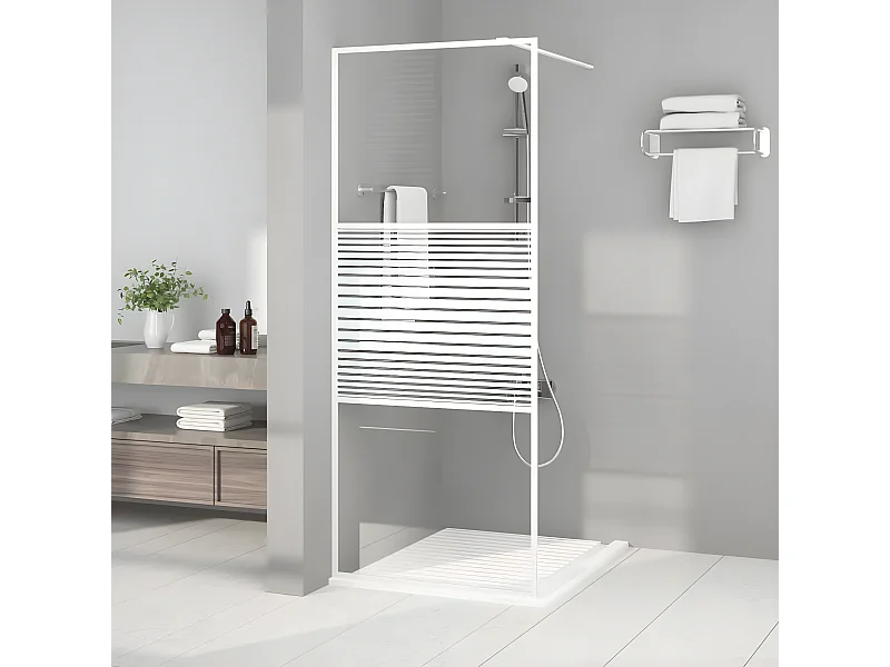 Paroi de douche Blanc 80x195 cm Verre ESG transparent WVGQ5734