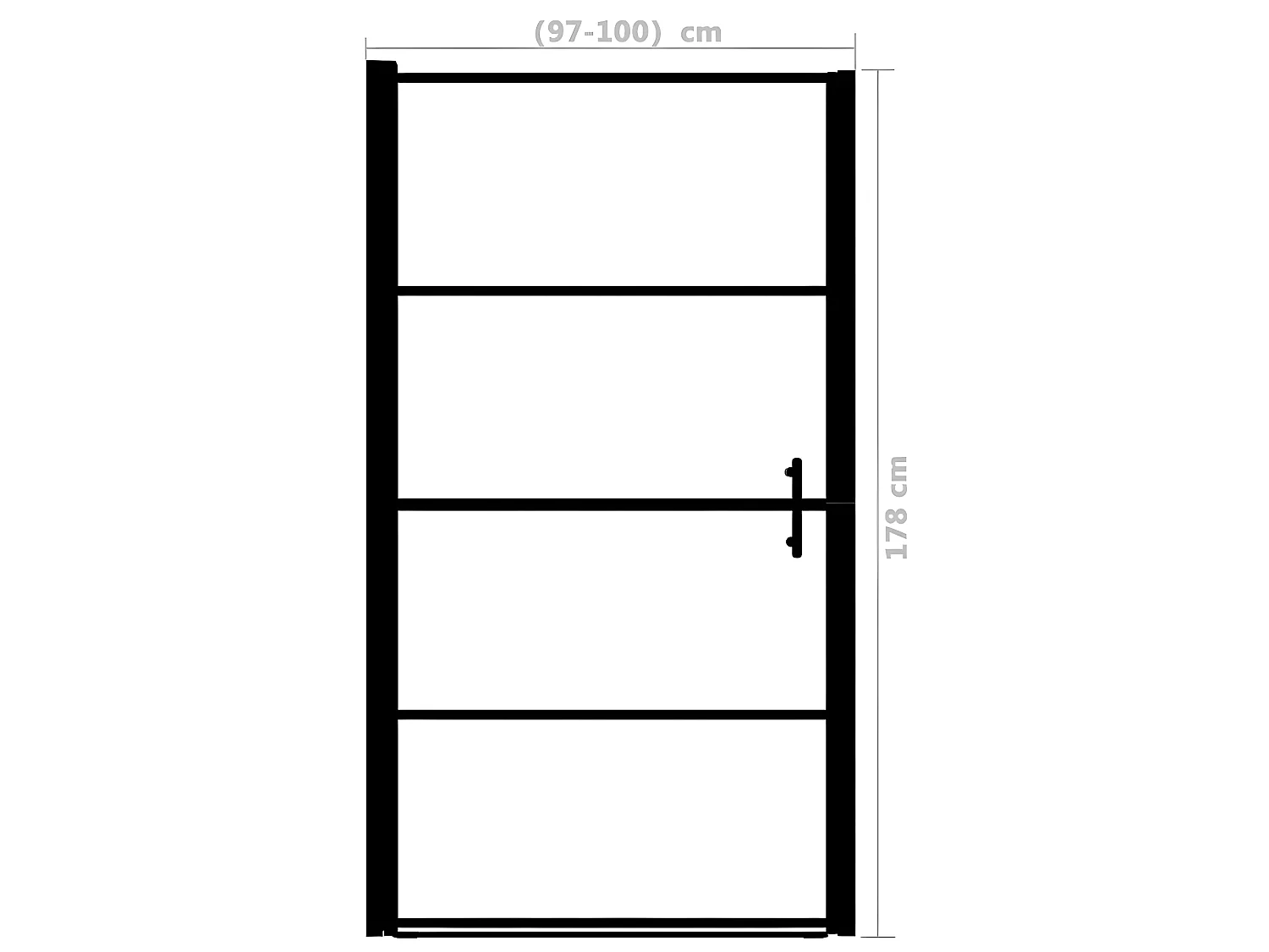 Mampara de ducha de vidrio templado esmerilado negra 100x178 cm ES66360