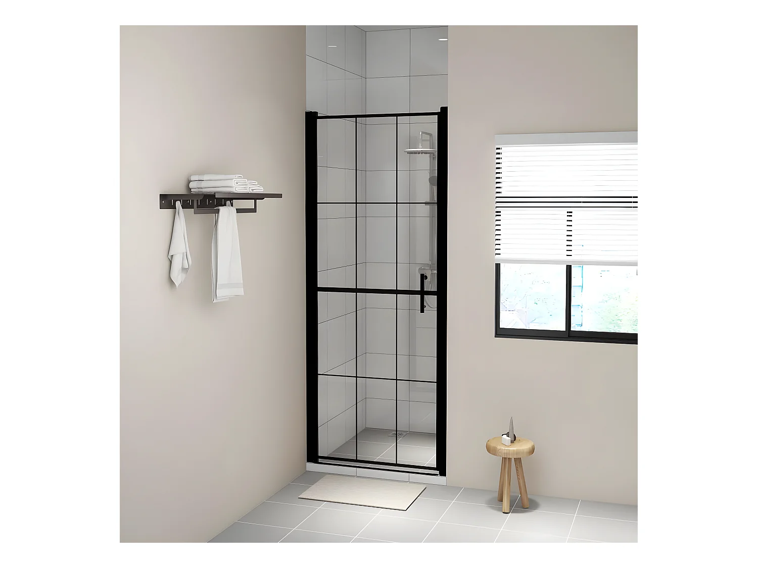 Porte de douche verre trempé 91x195 cm noir WVGQ4659