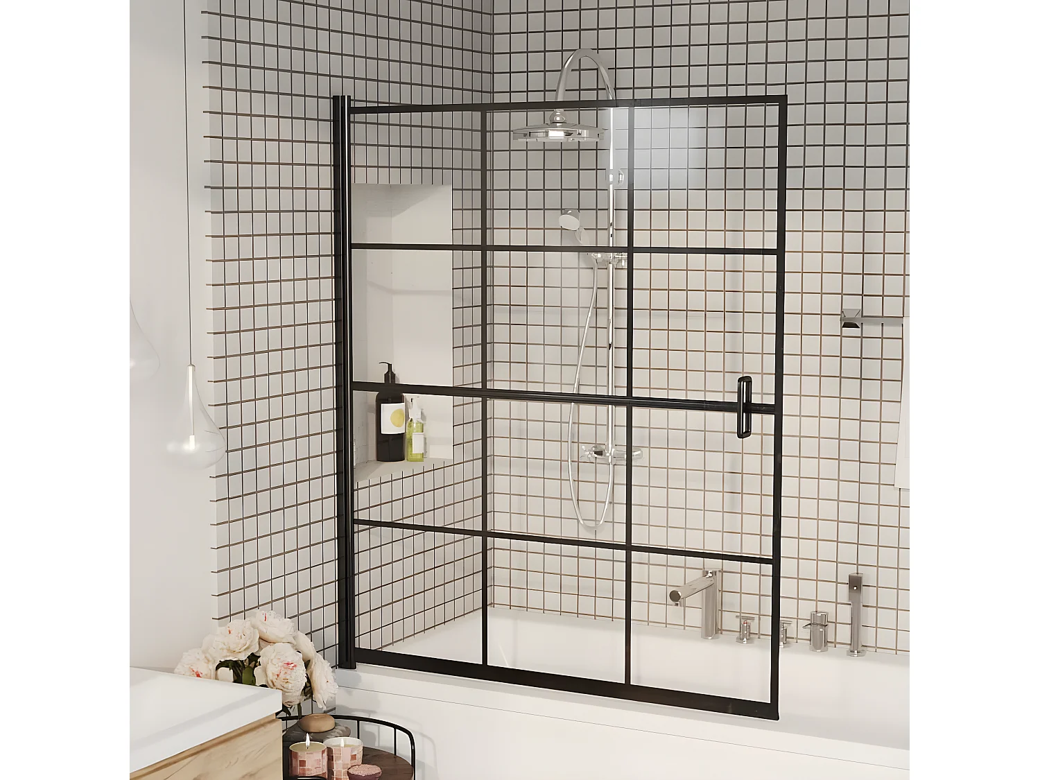 Paroi de douche ESG 116x140 cm Noir WVGQ9821