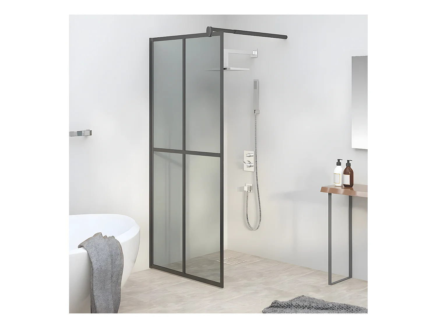 Paroi de douche 80x195 cm Verre trempé foncé  WVGQ1900