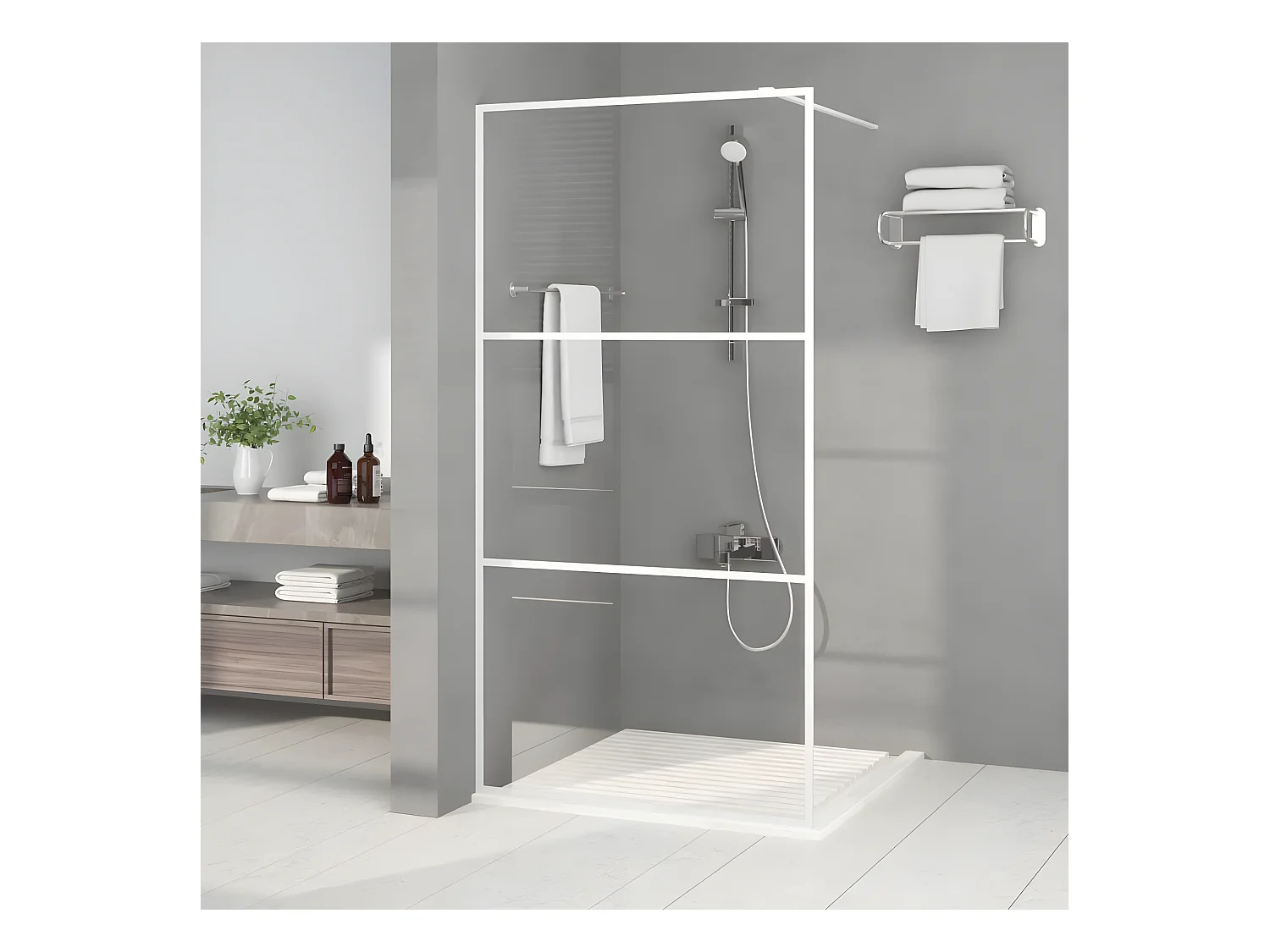Paroi de douche Blanc 100x195 cm Verre ESG transparent WVGQ4692