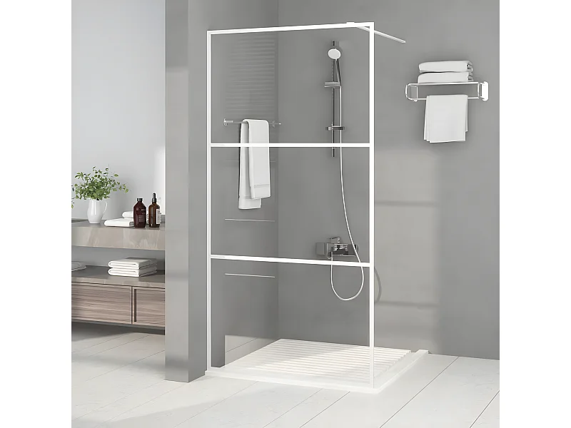 Paroi de douche Blanc 100x195 cm Verre ESG transparent WVGQ4692