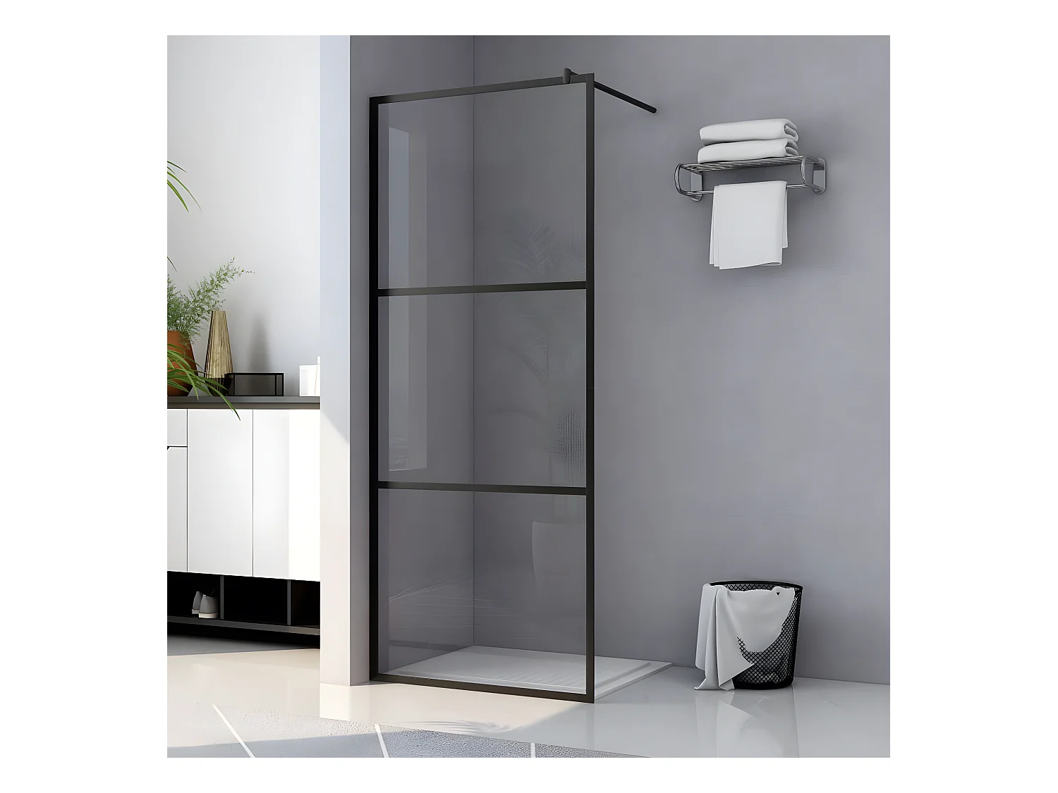 Paroi de douche à l'italienne à verre ESG Noir 90x195 cm WVGQ8020