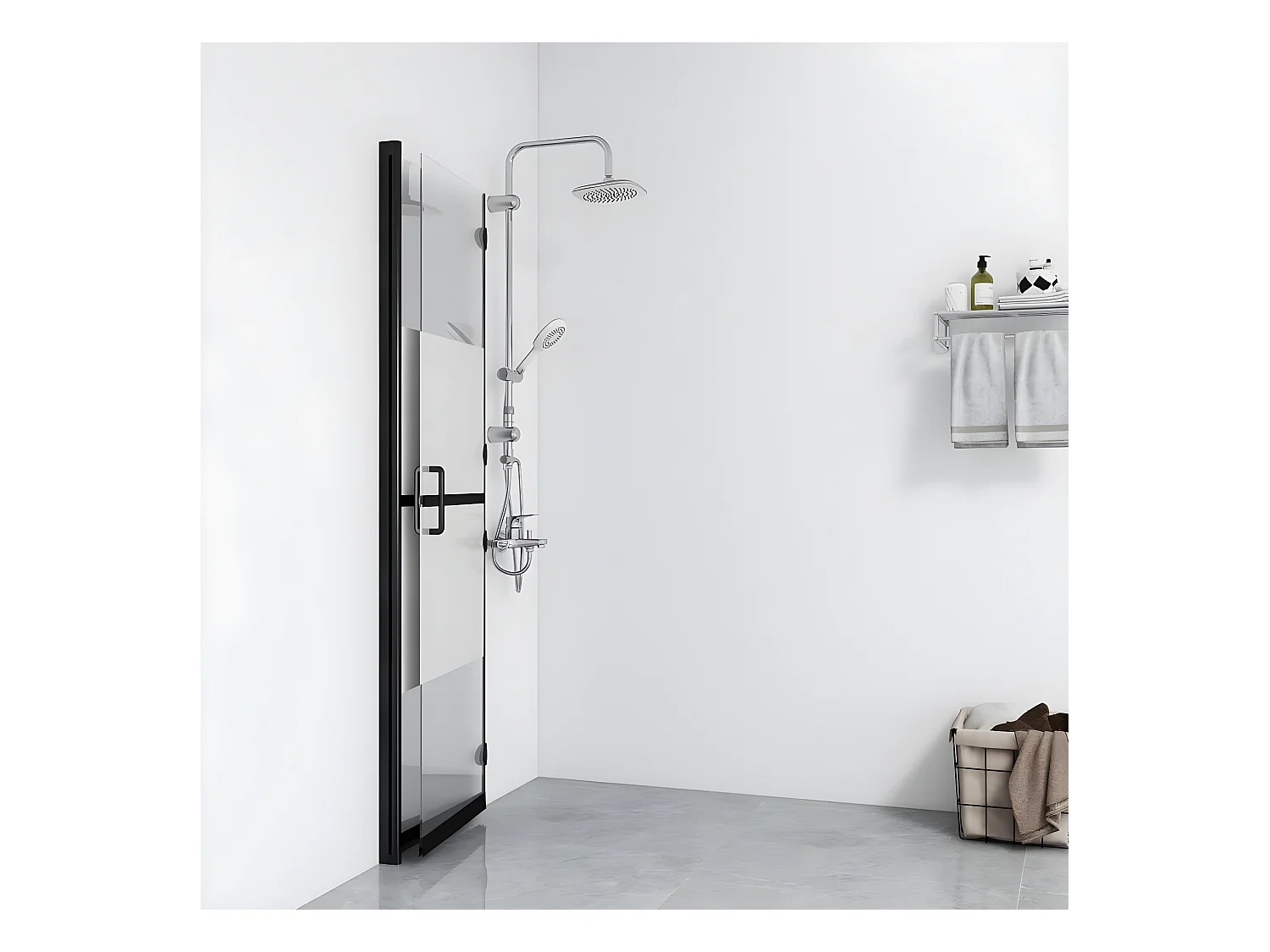 Mampara de ducha plegable vidrio ESG medio esmerilado 120x190cm ES66422