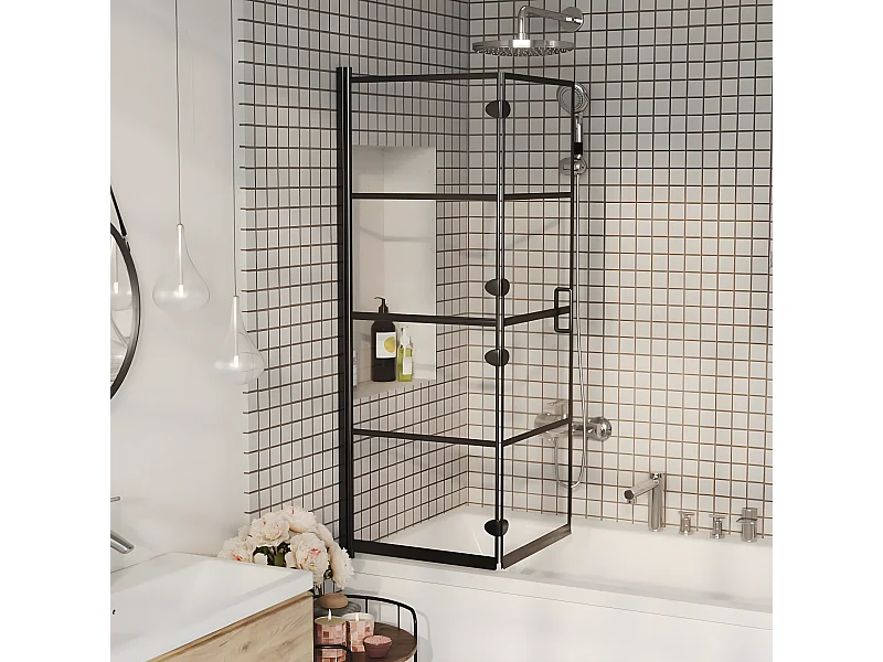 Paroi de douche pliable ESG 100x140 cm Noir WVGQ9278