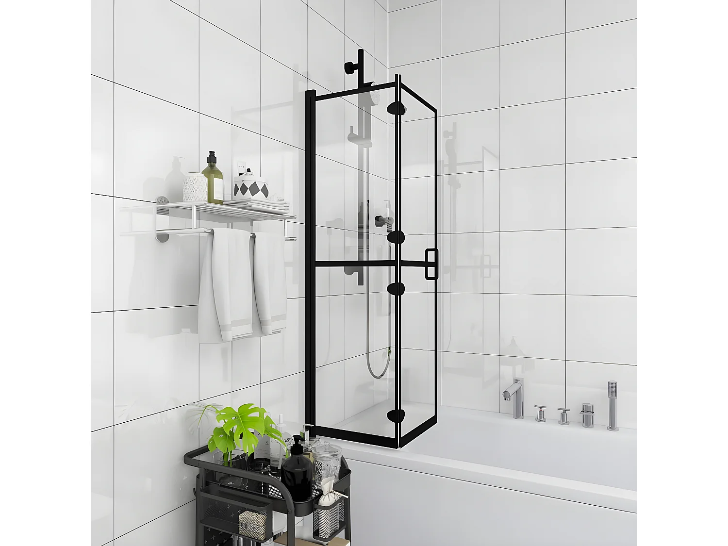 Paroi de douche pliable ESG 120x140 cm Noir WVGQ1491