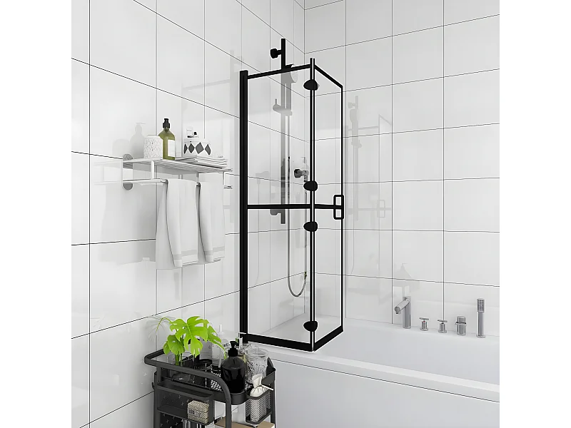 Paroi de douche pliable ESG 120x140 cm Noir WVGQ1491