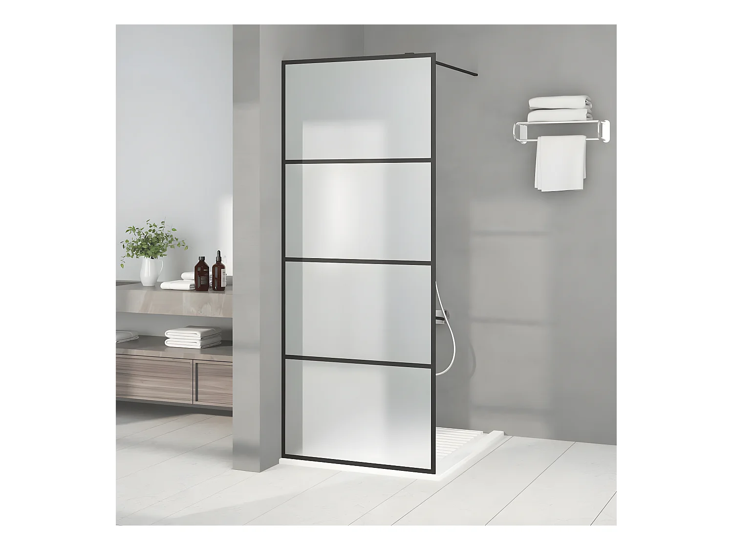 Paroi de douche Noir 80x195 cm Verre ESG dépoli WVGQ9287