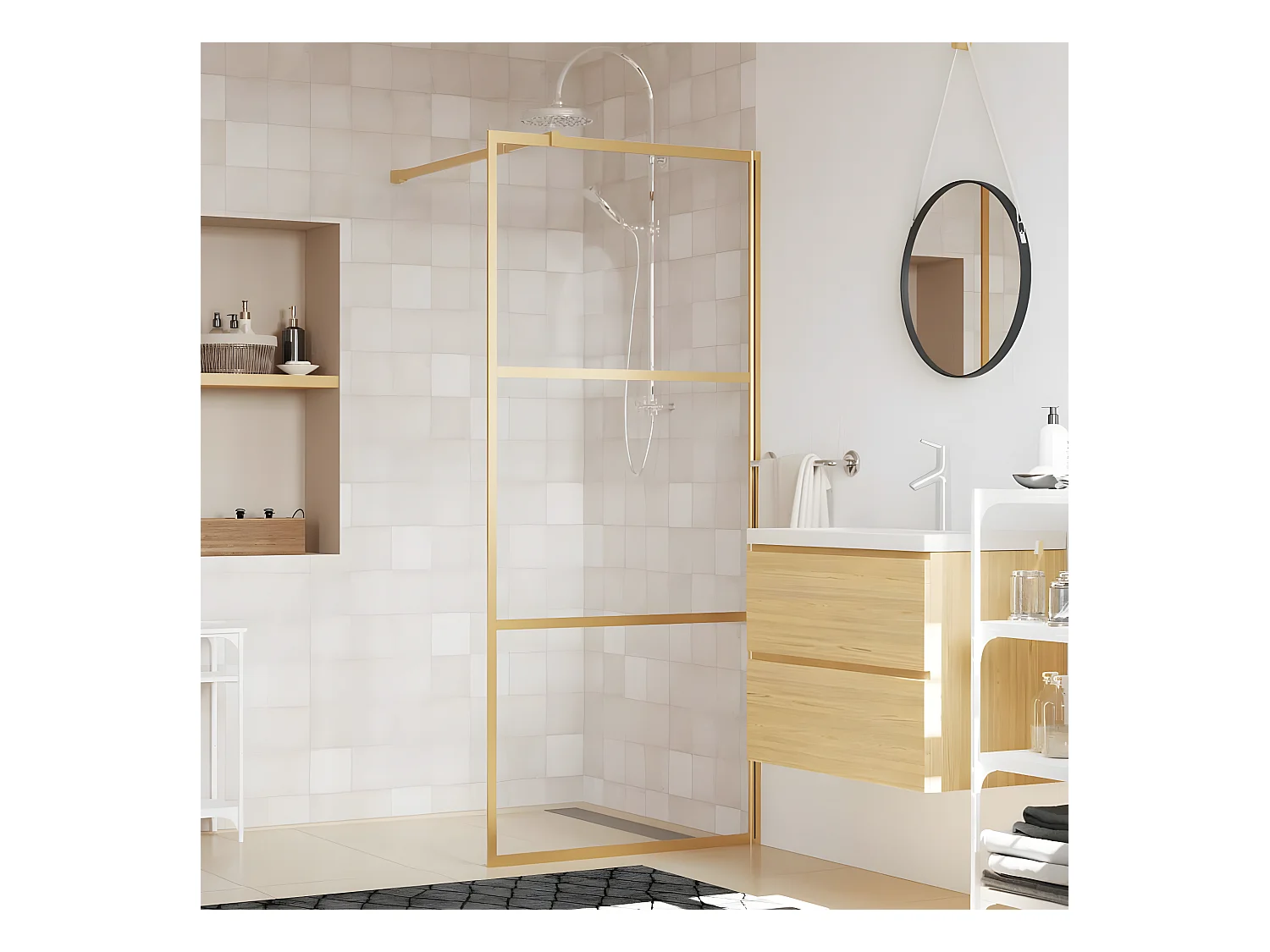 Paroi de douche avec verre ESG transparent doré 80x195 cm WVGQ4995